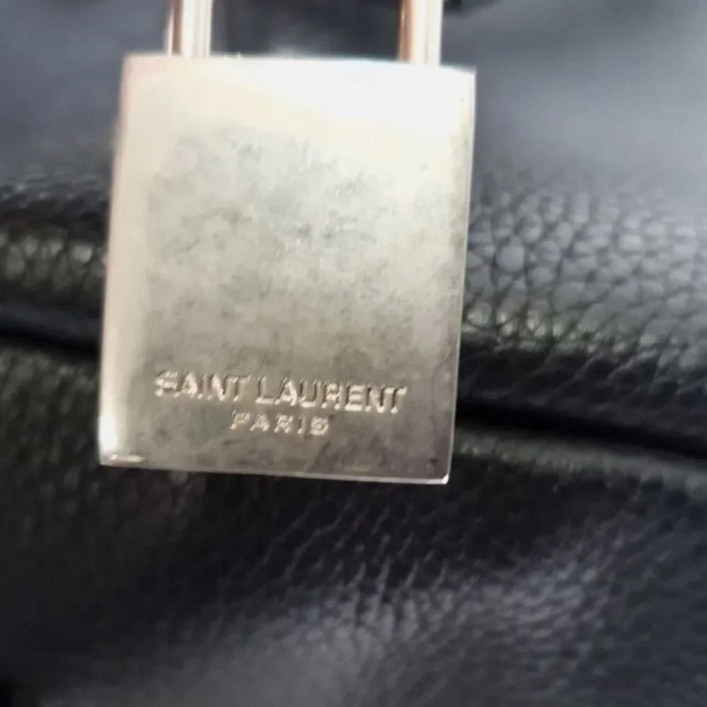 Saint Laurent Sac de Jour Briefcase in Black Calf Leather